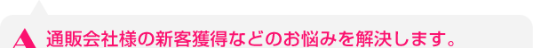 通販会社様の新客獲得などのお悩みを解決します。